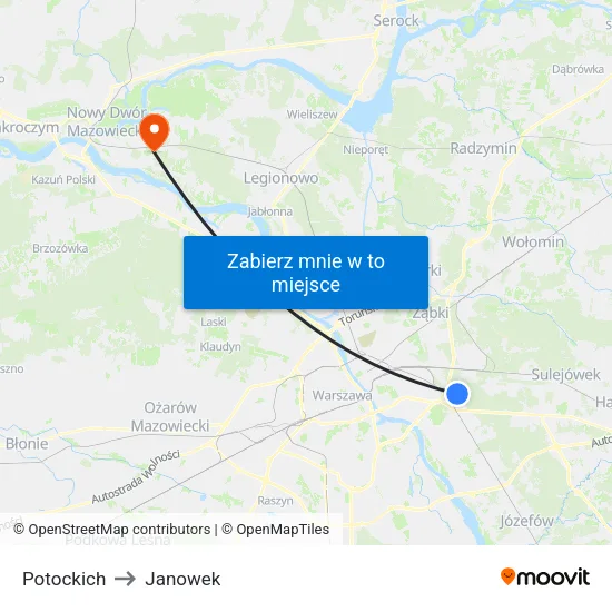 Potockich to Janowek map