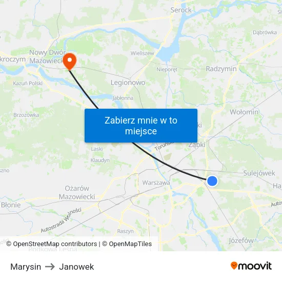 Marysin to Janowek map