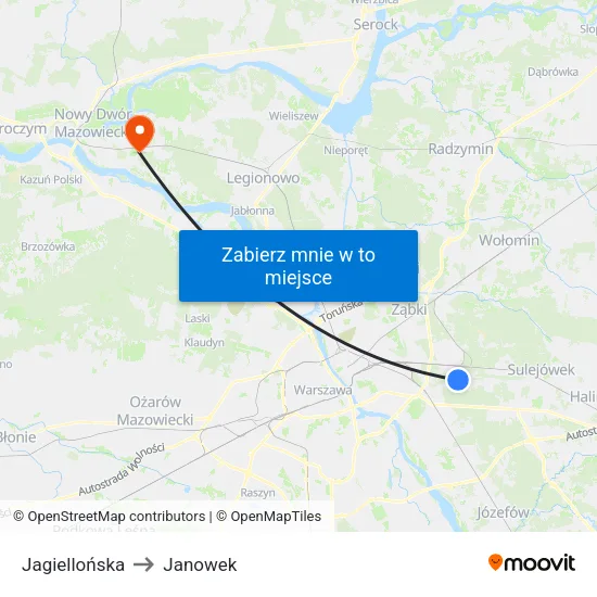 Jagiellońska to Janowek map