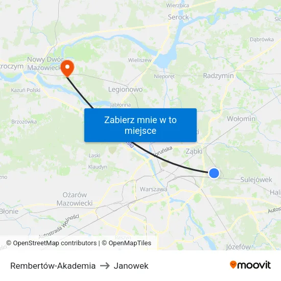 Rembertów - Akademia to Janowek map