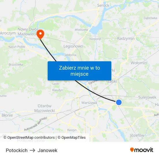 Potockich to Janowek map