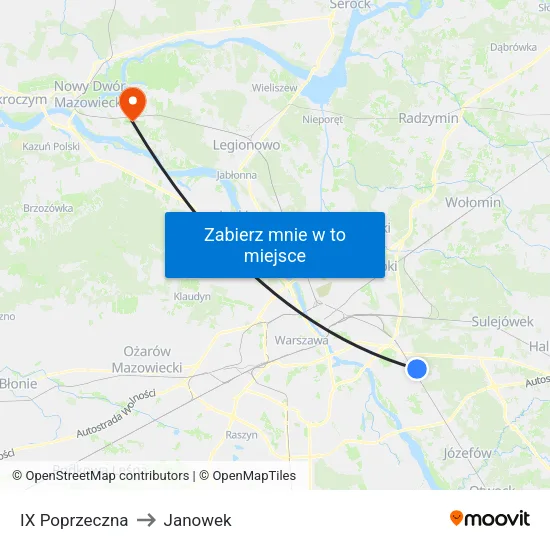 IX Poprzeczna to Janowek map