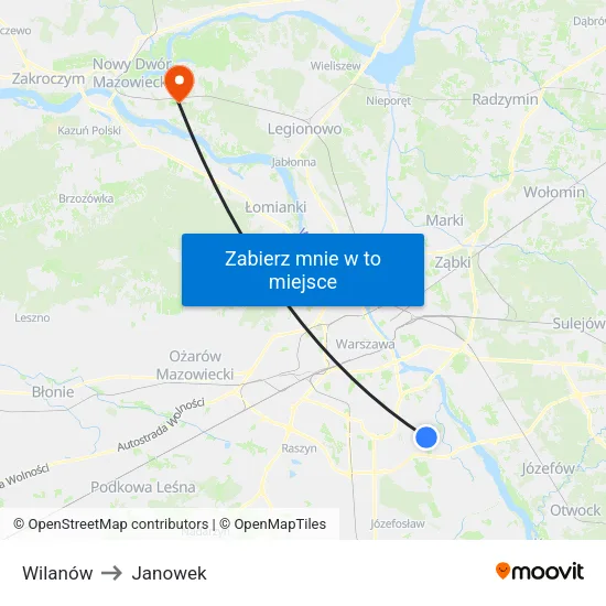 Wilanów to Janowek map