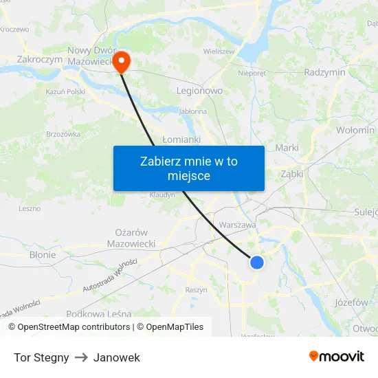 Tor Stegny to Janowek map