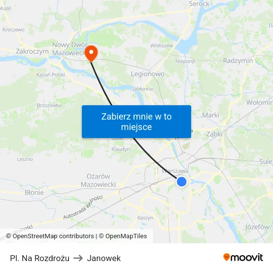 Pl. Na Rozdrożu to Janowek map