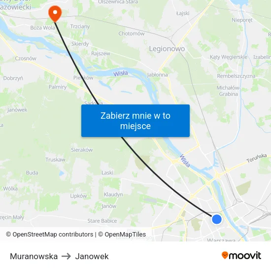 Muranowska to Janowek map
