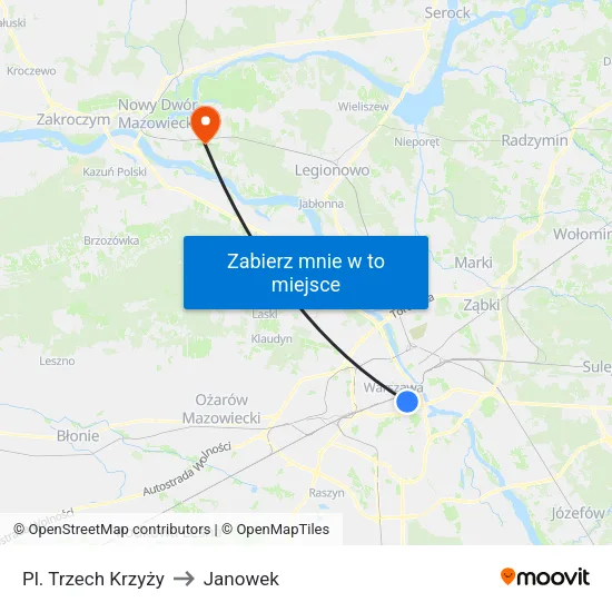 Pl. Trzech Krzyży to Janowek map
