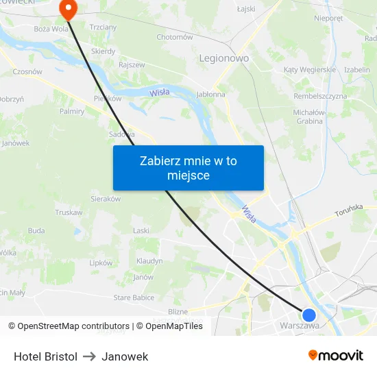 Hotel Bristol to Janowek map