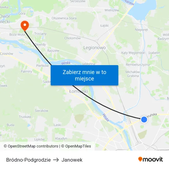 Bródno - Podgrodzie to Janowek map