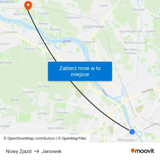 Nowy Zjazd to Janowek map