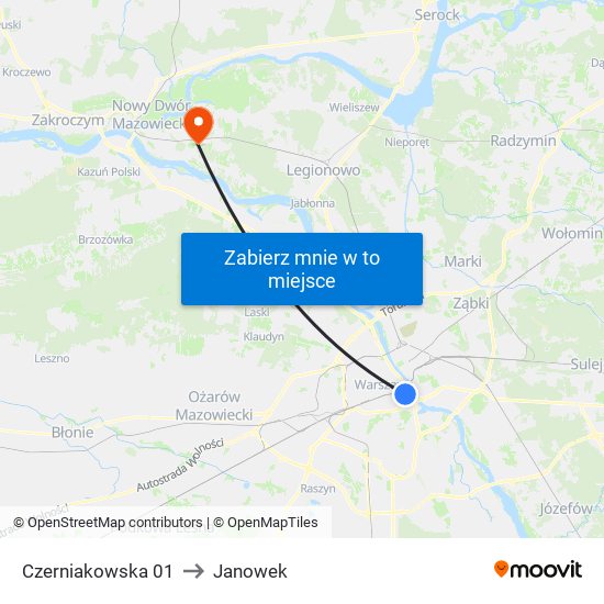 Czerniakowska 01 to Janowek map