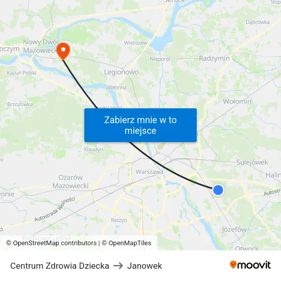 Centrum Zdrowia Dziecka to Janowek map