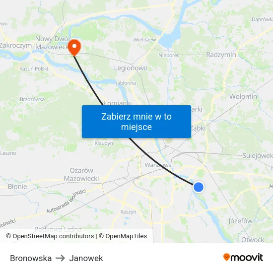Bronowska to Janowek map