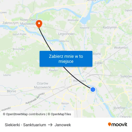 Siekierki - Sanktuarium to Janowek map