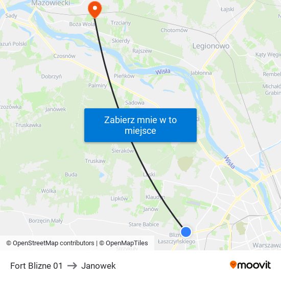 Fort Blizne 01 to Janowek map