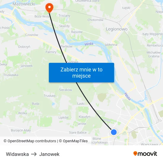 Widawska to Janowek map