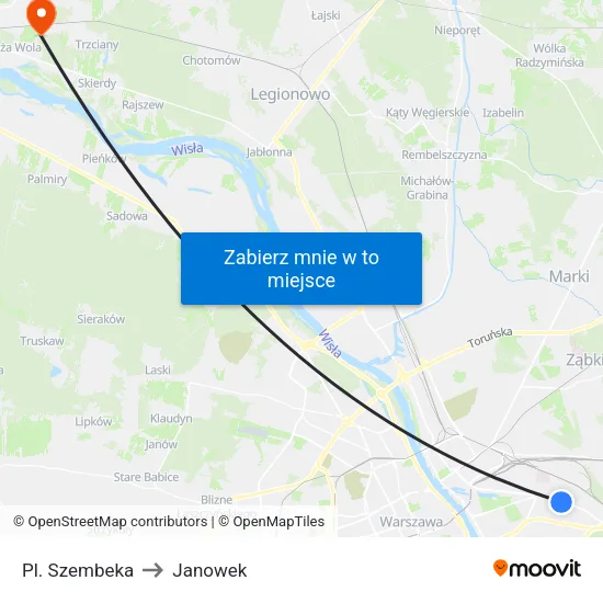 Pl. Szembeka to Janowek map