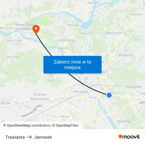 Trawiasta to Janowek map