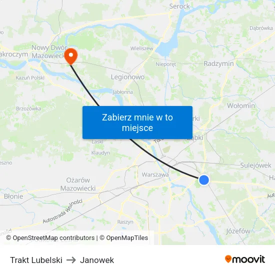 Trakt Lubelski to Janowek map
