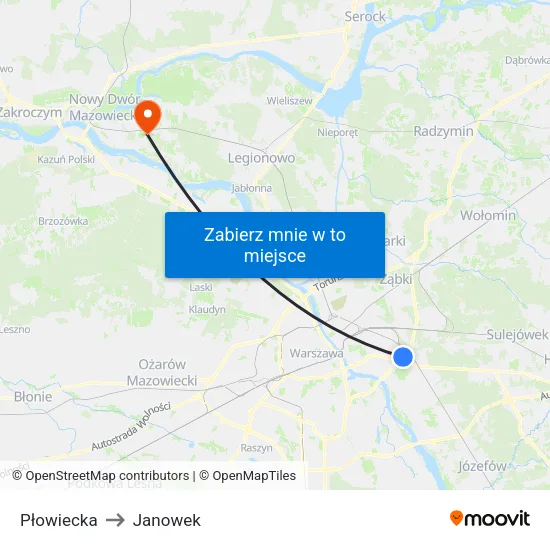 Płowiecka to Janowek map