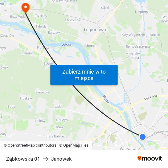 Ząbkowska to Janowek map