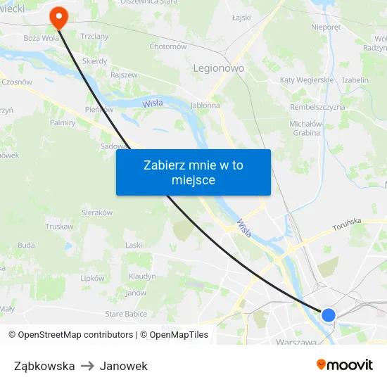 Ząbkowska to Janowek map