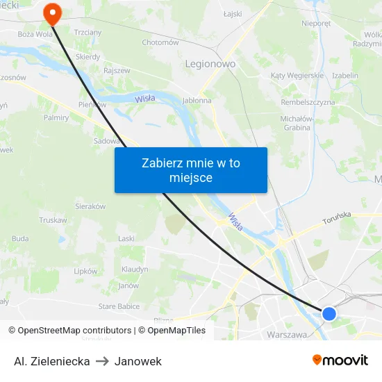 Al. Zieleniecka to Janowek map