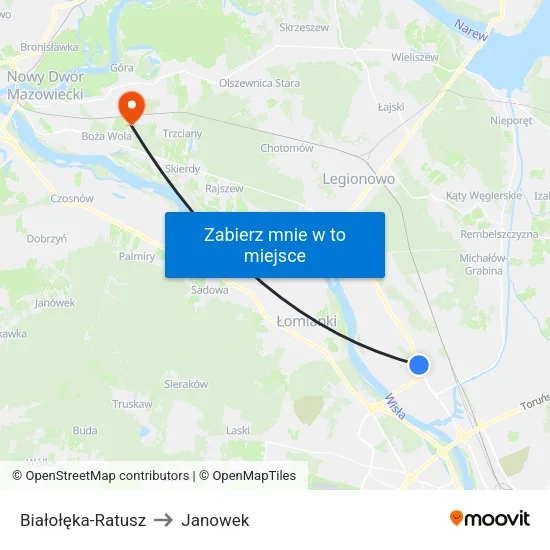 Białołęka - Ratusz to Janowek map