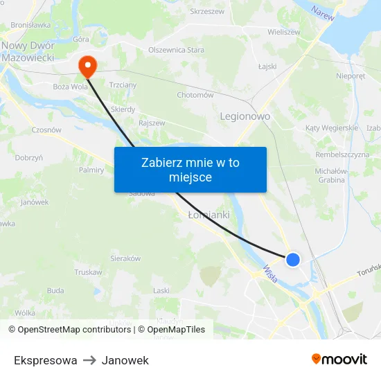 Ekspresowa to Janowek map