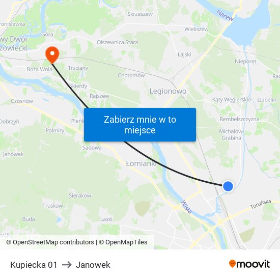 Kupiecka 01 to Janowek map