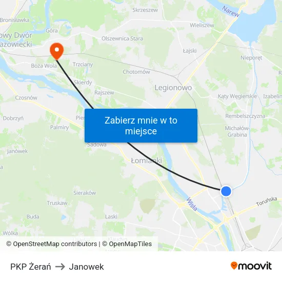 PKP Żerań to Janowek map