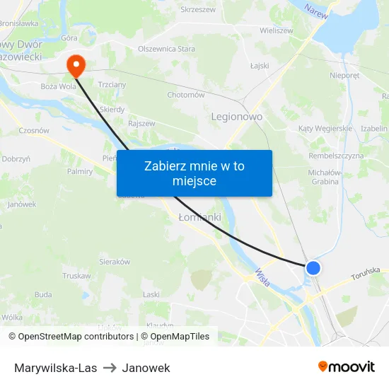 Marywilska - Las to Janowek map