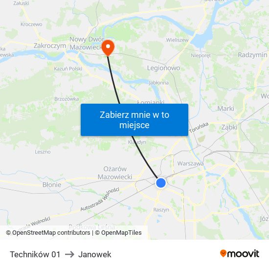 Techników to Janowek map