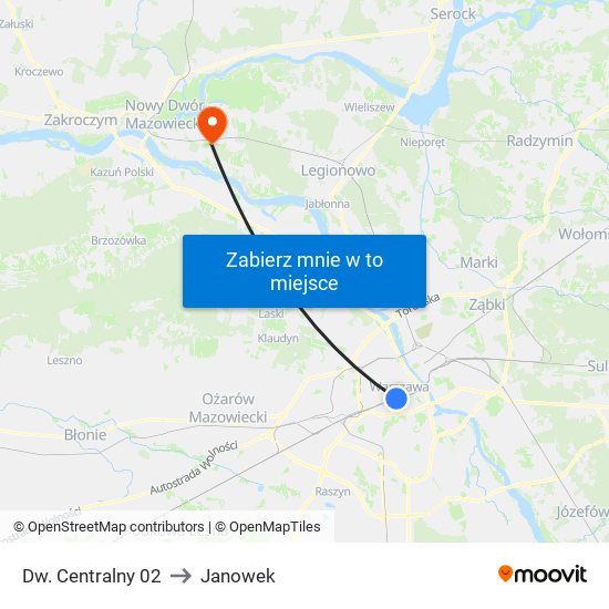 Dw. Centralny 02 to Janowek map