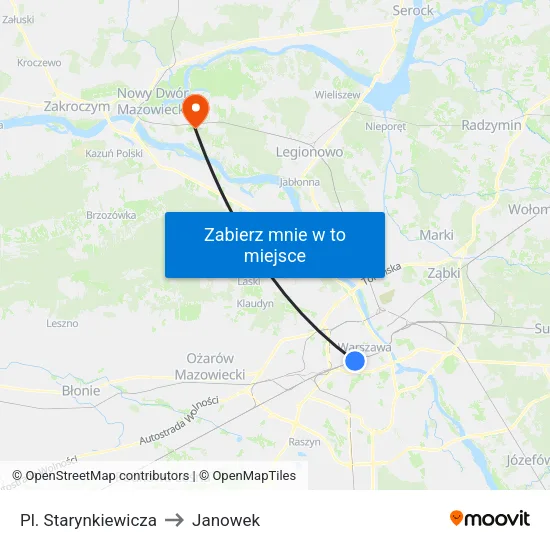 Pl. Starynkiewicza to Janowek map