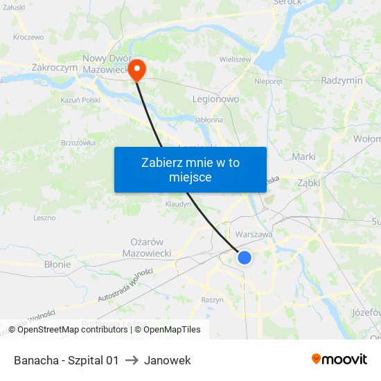 Banacha - Szpital 01 to Janowek map