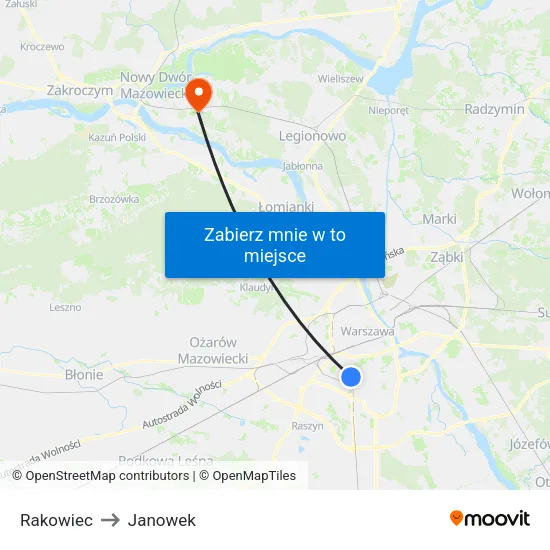 Rakowiec to Janowek map