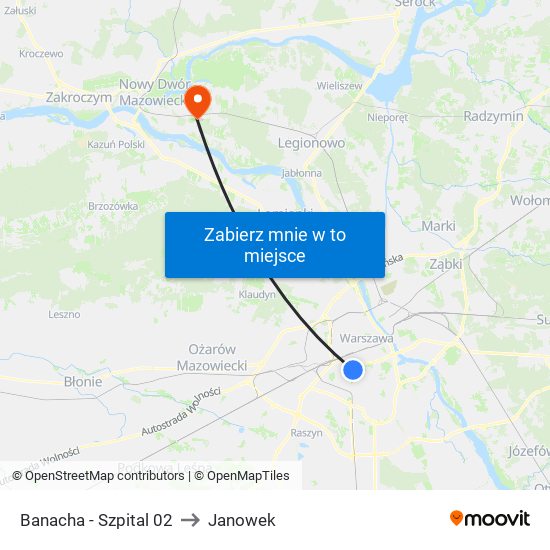 Banacha - Szpital 02 to Janowek map