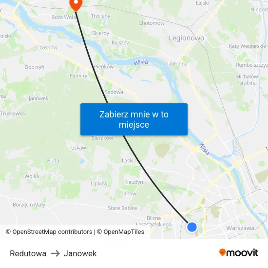 Redutowa to Janowek map