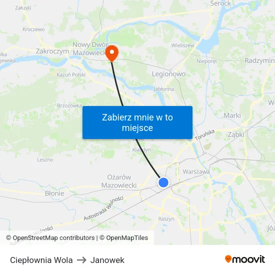 Ciepłownia Wola to Janowek map