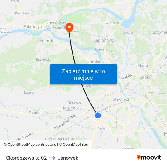 Skoroszewska to Janowek map