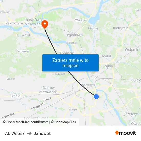 Al. Witosa to Janowek map