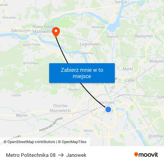 Metro Politechnika 08 to Janowek map