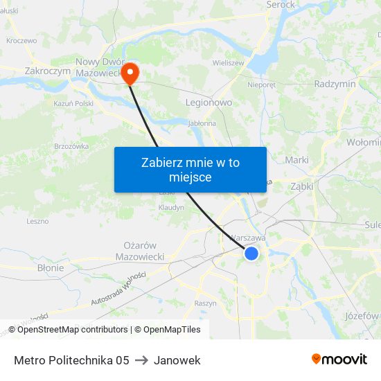 Metro Politechnika 05 to Janowek map