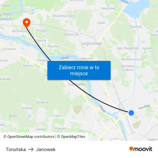 Toruńska to Janowek map