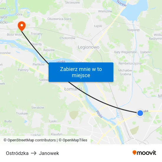 Ostródzka to Janowek map