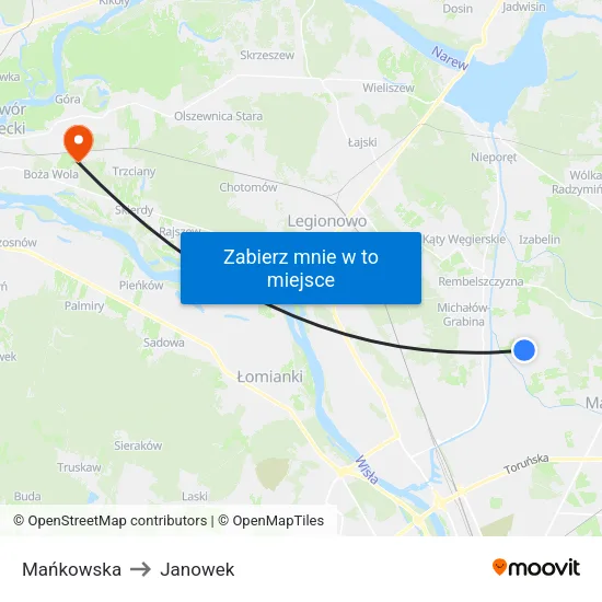 Mańkowska to Janowek map