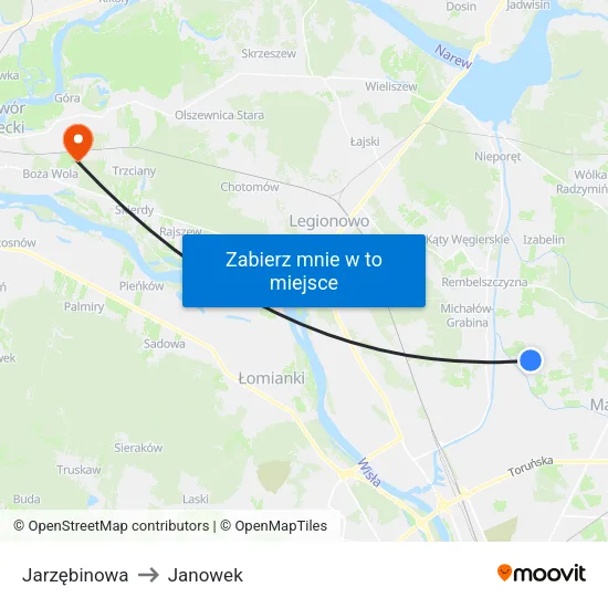 Jarzębinowa to Janowek map