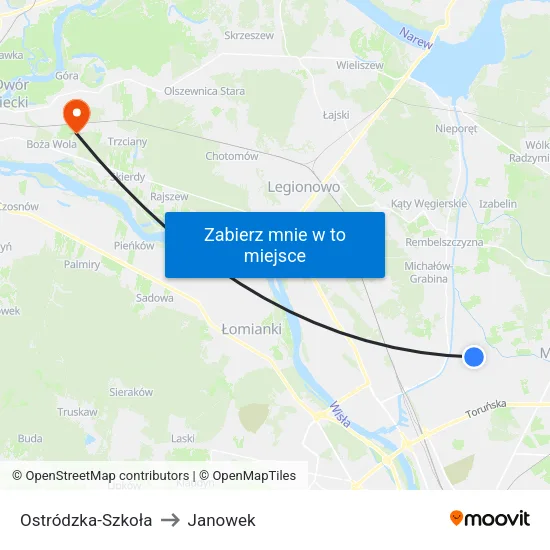 Ostródzka - Szkoła to Janowek map