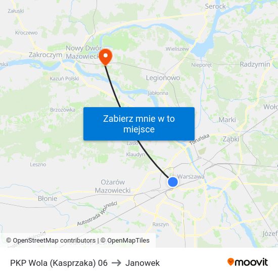 PKP Wola (Kasprzaka) 06 to Janowek map